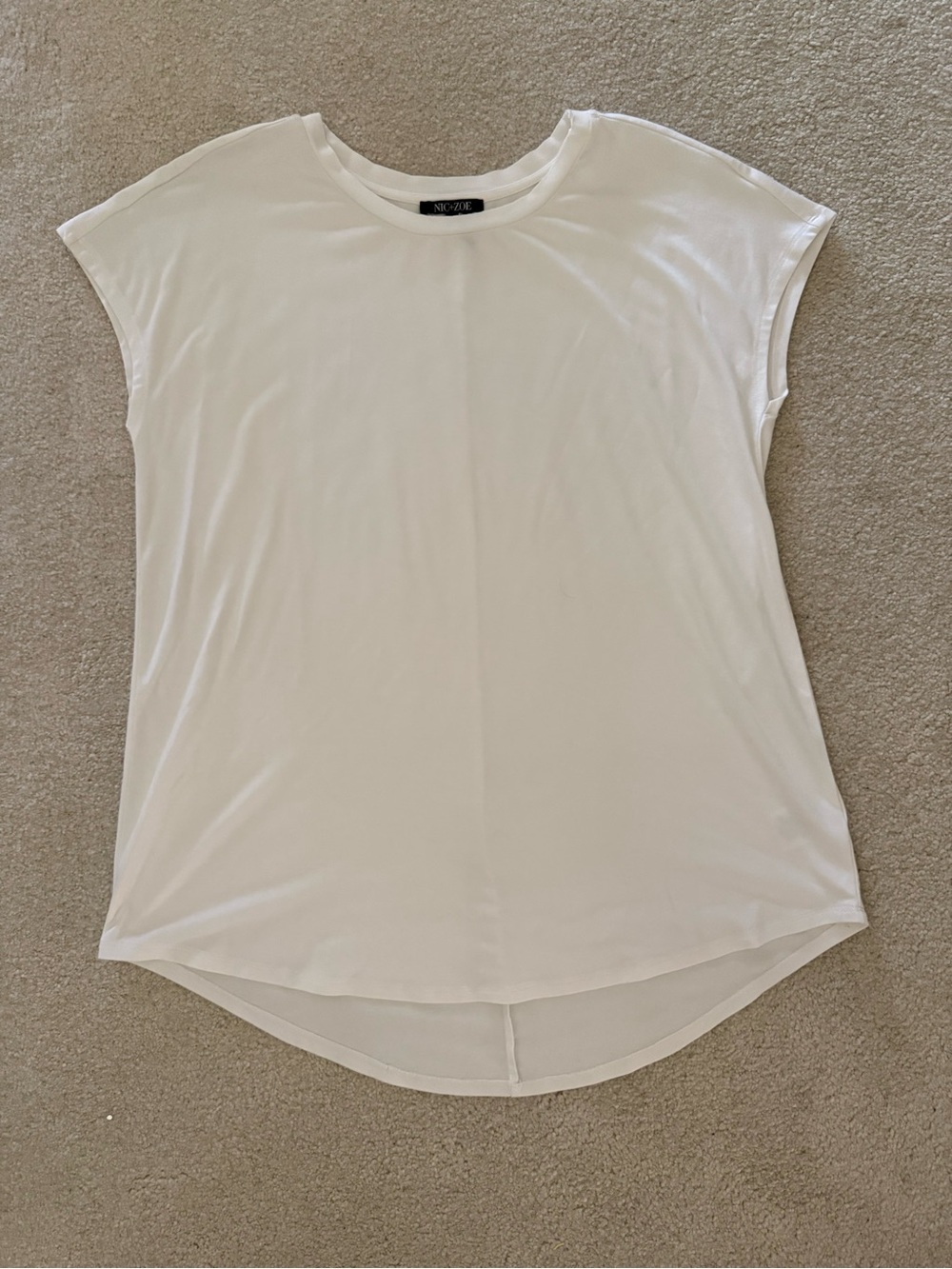 NIC+ZOE White Buttery Soft Stretch Top Cap-Sleeve Relaxed Tee Size M